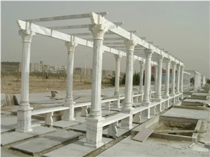 Chinese Style White Marble Straight Gazebo