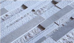 Grey White 3d Stacked Ledge Stone Wall Cladding