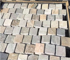 P014 Beige Slate Multic Colors Tumbled Cobble Stone Pavers