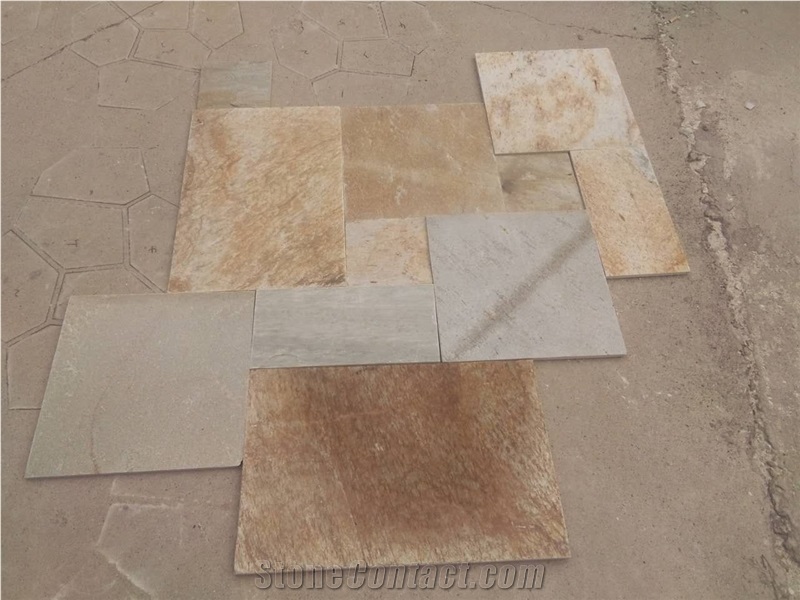 P014 Slate Good Yellow and Beige Color Paving Tiles