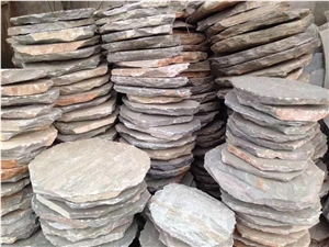 Rust Tumbled Slate Stepping Stone Garden Paver Round Shape