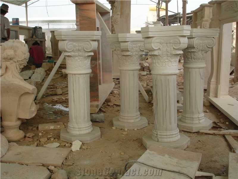 White Marble Column Pedestal for Decoration