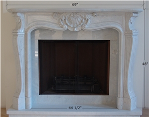 White Marble Fireplace Mantel with Sculpture Flower Hearth Surround