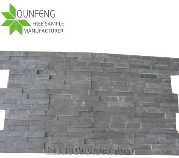 15*60cm Split Surface Natural Black Culture Stone Wall in Slate