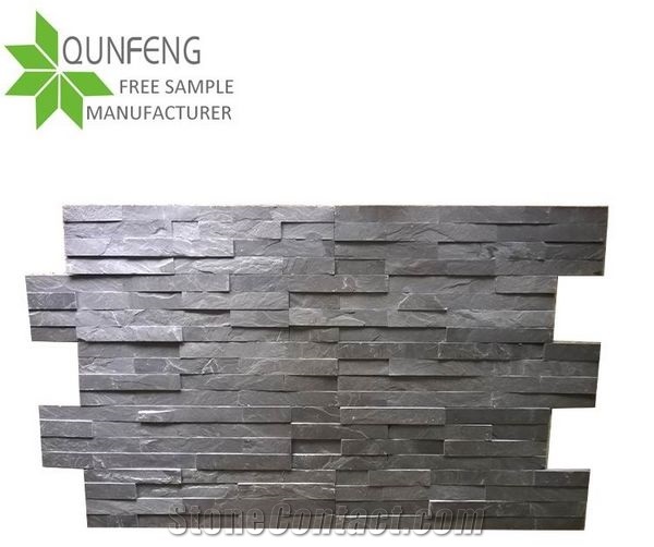 Antacid Split Surface Natural Black Stone Veneer Culture Slate Wall,Ledgestone for Cladding