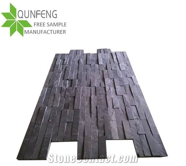 Antacid Split Surface Natural Black Stone Veneer Culture Slate Wall,Ledgestone for Cladding