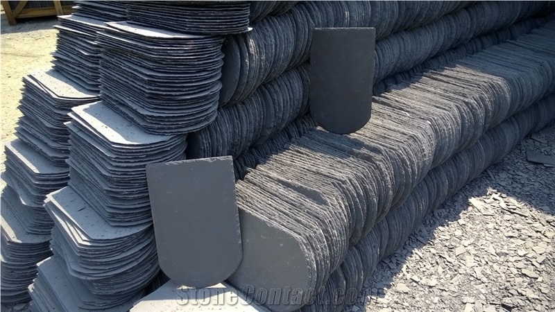 Cheap Price for Half Round Shape/Fish Scale Black Roof Slate Tiles for Covering