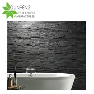 China Z Shape 60X15cm Dark Grey Slate Wall Panel Stone