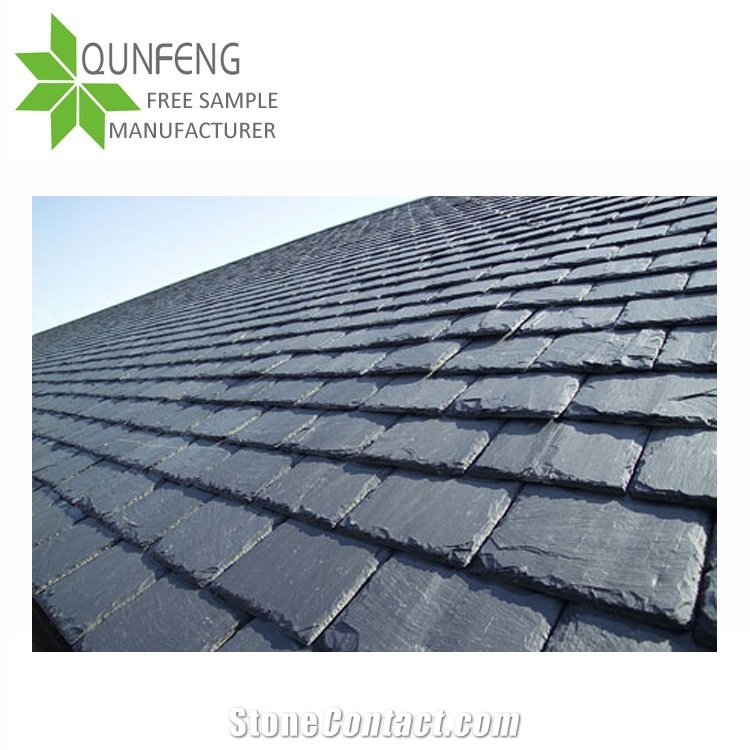 China Rectangular Shape Dark Grey/Black Roofing Slate Tiles and Covering,Slate Tile Roof