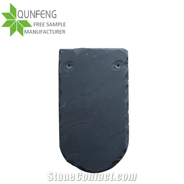 Eco-Friendly Construction Building Materials Thin Roofing Slate Tile,Fish Scale Shape Dark Grey Roof Slate Stone