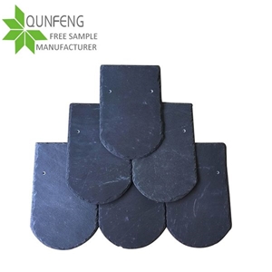 Eco-Friendly Construction Building Materials Thin Roofing Slate Tile,Fish Scale Shape Dark Grey Roof Slate Stone