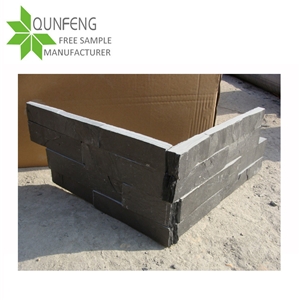 Good Quality Natural China Black Slate Z Shape Stone Corner 60x15cm,Slate Stone Wall Decor for Feature