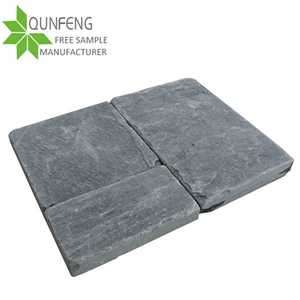 Hot Sale Erosion Resistance Antacid Natural Tumbled Stone Tile Black Slate,Tumbled Stone for Walkway