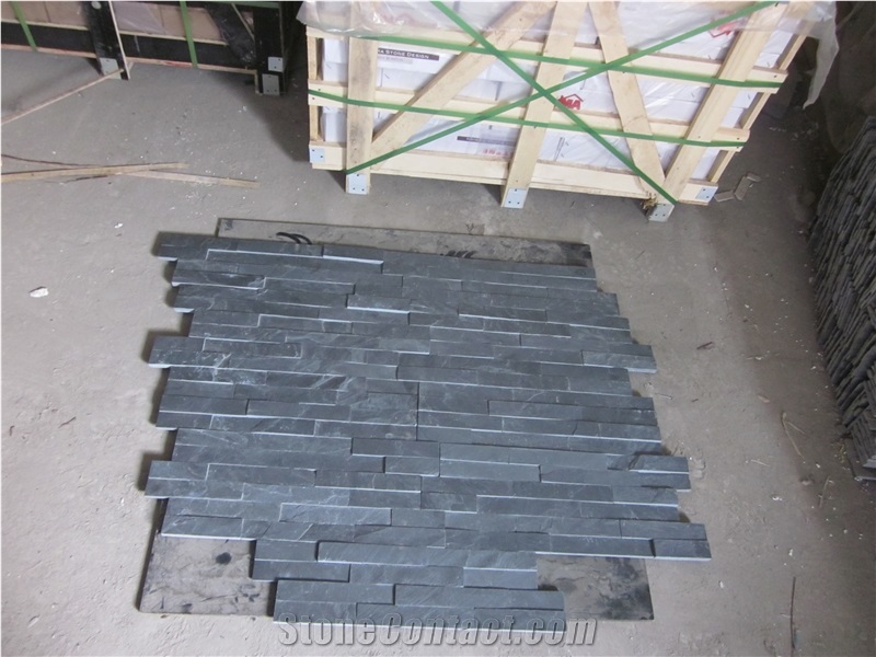 China Natural Black Slate Stone Split Face, Culture Slate Veneer, Nero Black Slate Culture Stone Tiles, Wall Decor Ledger Panel, Loose Stone