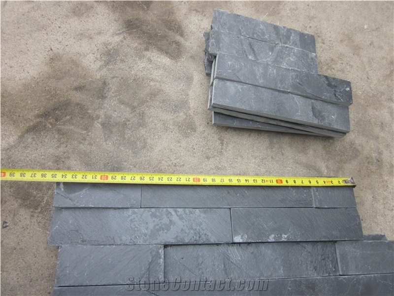 China Natural Black Slate Stone Split Face, Culture Slate Veneer, Nero Black Slate Culture Stone Tiles, Wall Decor Ledger Panel, Loose Stone