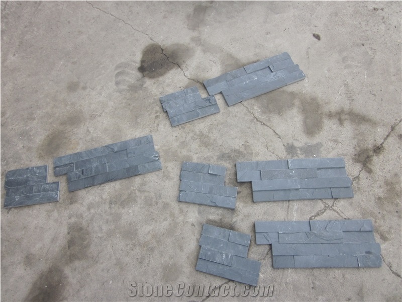 China Natural Black Slate Stone Split Face, Culture Slate Veneer, Nero Black Slate Culture Stone Tiles, Wall Decor Ledger Panel, Loose Stone