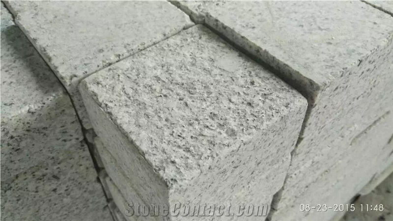 G603 Paving Stone, Exterior Landscaping Stones Walkway Stepping Cobble, Granite Flamed Cobblestone G603, Grey Granite Cobblestone