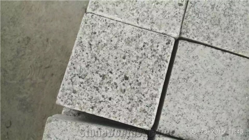 G603 Paving Stone, Exterior Landscaping Stones Walkway Stepping Cobble, Granite Flamed Cobblestone G603, Grey Granite Cobblestone