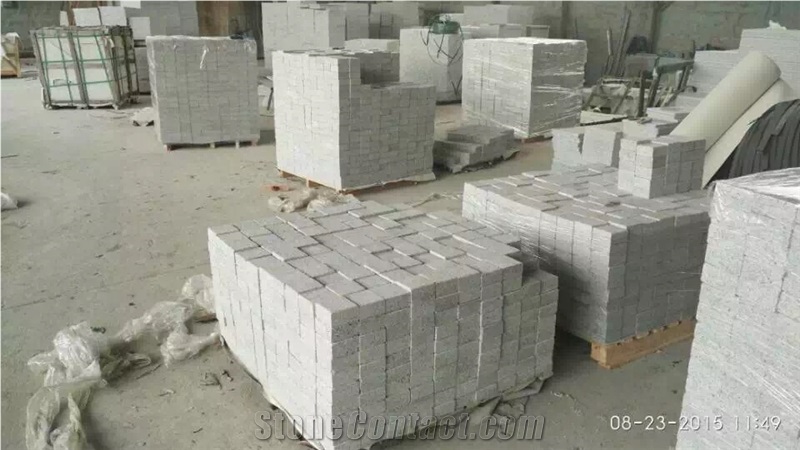 G603 Paving Stone, Exterior Landscaping Stones Walkway Stepping Cobble, Granite Flamed Cobblestone G603, Grey Granite Cobblestone