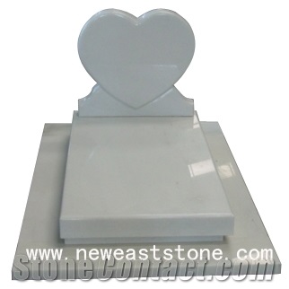 Han White Jade Marble Pure White Empress White Marble Angel Heart Shaped Headstones Tombstone