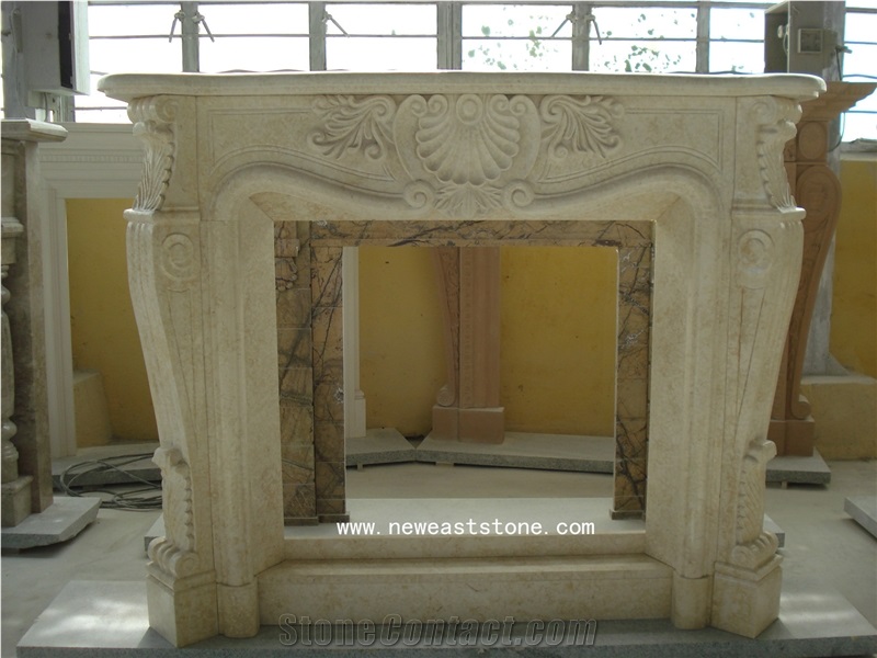 Sunny Beige Marble,Sunny Medium,Sunny Light,Sunny Dark,Sunny Beige Marble Hand Carved Fireplace Surrounds