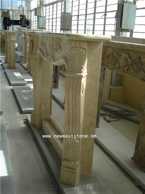 Sunny Beige Marble,Sunny Medium,Sunny Light,Sunny Dark,Sunny Beige Marble Hand Carved Fireplace Surrounds