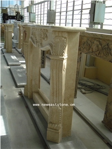Sunny Beige Marble,Sunny Medium,Sunny Light,Sunny Dark,Sunny Beige Marble Hand Carved Fireplace Surrounds