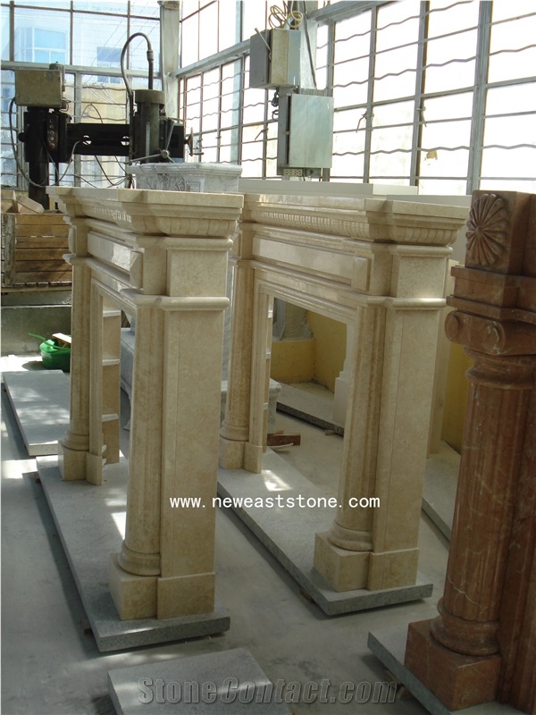 Sunny Beige Marble,Sunny Medium,Sunny Light,Sunny Dark,Sunny Beige Marble Hand Carved Fireplace Surrounds