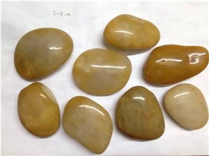 Yellow Polished Pebble Stone, Yellow Ordinary River Stone&Pebbles with Different Size, Pebble for Landscaping Decoration
