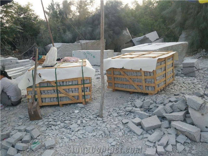 G603 Grey Granite Cube Stone & Pavers, Granite Cobble, Granite Natural Split Cobblestone for Exterior Garden Stepping