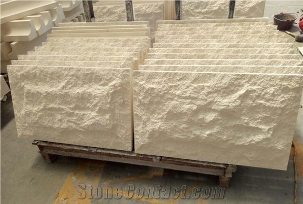 Portugal Beige Limestone Mushroom Stone,Split Face Villa Building Wall Cladding Limestone Wall Tiles Covering