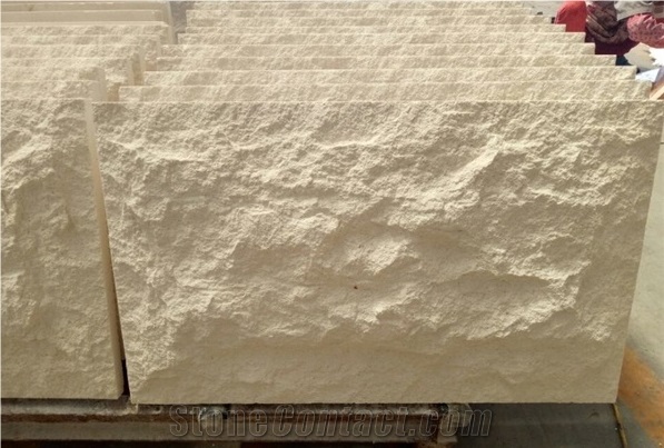 Portugal Beige Limestone Mushroom Stone,Split Face Villa Building Wall Cladding Limestone Wall Tiles Covering
