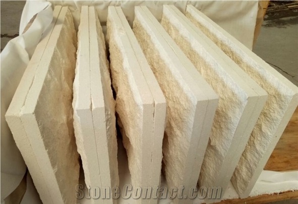 Portugal Beige Limestone Mushroom Stone,Split Face Villa Building Wall Cladding Limestone Wall Tiles Covering