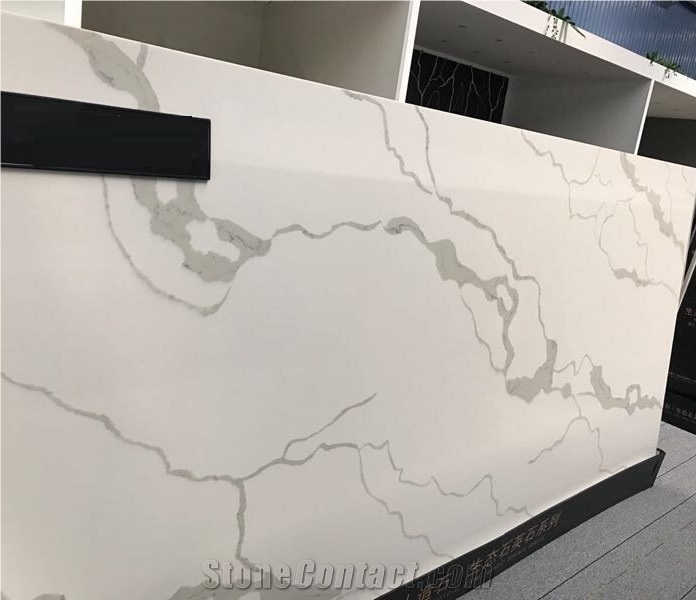 Calacatta Quartz, Big Slabs Flat Edge, Eased Edge, Beveled Edge, Kitchen Countertops, Bar Tops, Custom Worktops, Island Top