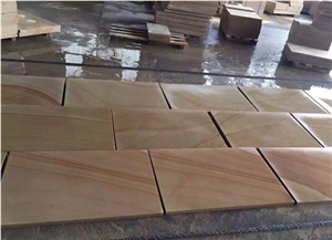 Teak Wood Sandstone Tiles and Slabs China Yellow Sandstone
