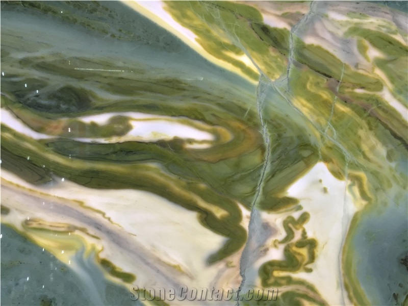 China Luxury Stone Dreaming Green Polished Marble Tiles & Slabs/Landscape/Bookmatch for Project/Wall Covering Decoration/Blocks from Own Quarry