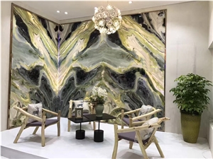 China Luxury Stone Dreaming Green Polished Marble Tiles & Slabs/Landscape/Bookmatch for Project/Wall Covering Decoration/Blocks from Own Quarry