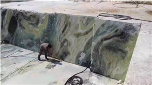 China Luxury Stone Dreaming Green Polished Marble Tiles & Slabs/Landscape/Bookmatch for Project/Wall Covering Decoration/Blocks from Own Quarry