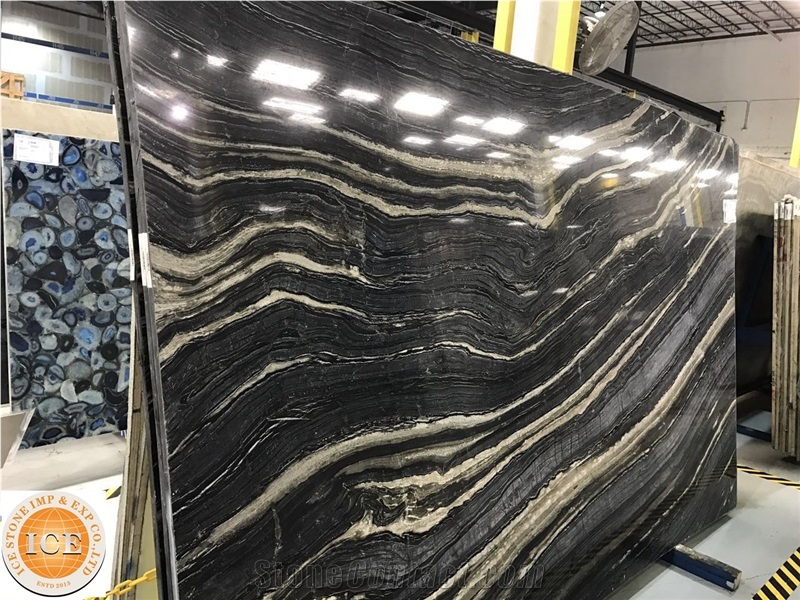 Polished Silver Wave Black Marble Slab&Tiles,Chinese Grey Veins Natural Stone,Blocks,Bookmatch Slabs for Hotel Project Decor,Floor Covering,Table Tops