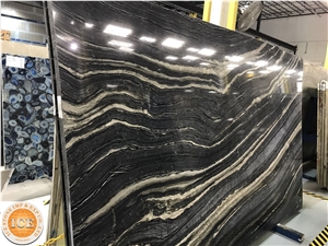 Polished Silver Wave Black Marble Slab&Tiles,Chinese Grey Veins Natural Stone,Blocks,Bookmatch Slabs for Hotel Project Decor,Floor Covering,Table Tops