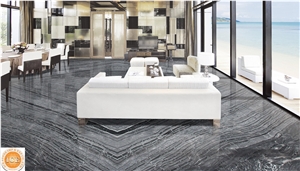 Polished Silver Wave Black Marble Slab&Tiles,Chinese Grey Veins Natural Stone,Blocks,Bookmatch Slabs for Hotel Project Decor,Floor Covering,Table Tops