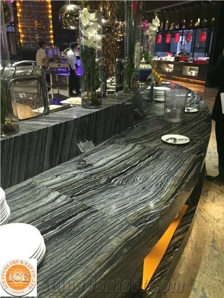 Polished Silver Wave Black Marble Slab&Tiles,Chinese Grey Veins Natural Stone,Blocks,Bookmatch Slabs for Hotel Project Decor,Floor Covering,Table Tops
