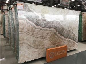 White Wood Onyx Slab in Different Bookmatch, Beige Onyx Exclusive Price, Wall & Floor Covering, Best Seller on Fairs