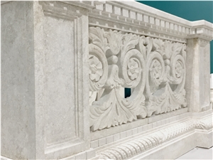 Custom Hand Carved Natural Stone Balustrade and Balustrade Piers
