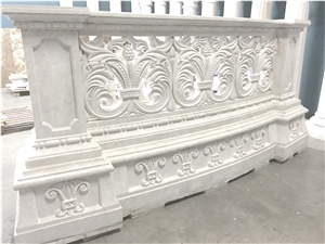 Custom Hand Carved Natural Stone Balustrade and Balustrade Piers