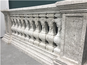 Custom Hand Carved Natural Stone Balustrade, Carved Balustrade
