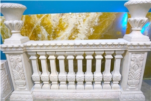 Custom Hand Carved Natural Stone Balustrade