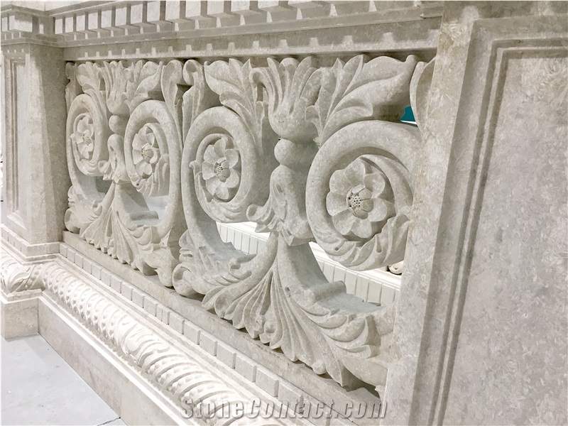 Custom Hand Carved Natural Stone Balustrade