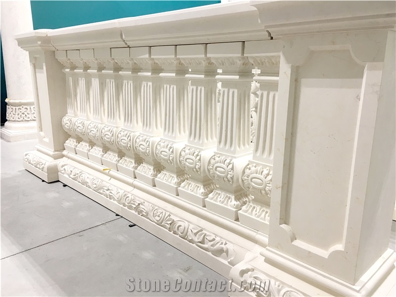Custom Hand Carved Natural Stone Balustrade
