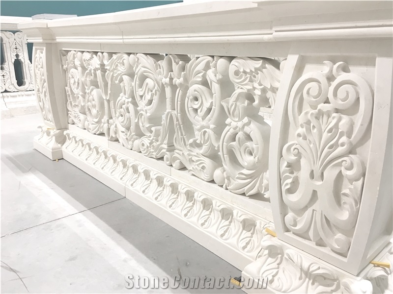 Custom Hand Carved Natural Stone Balustrade